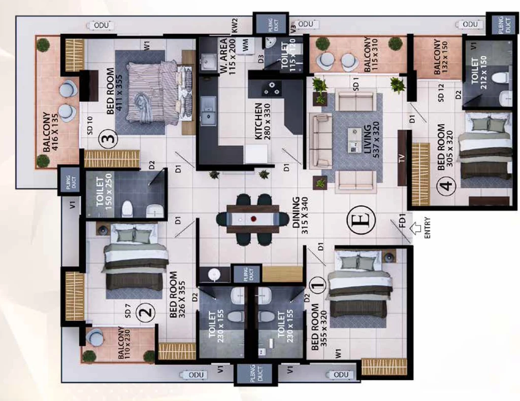 3 BHK Flat in Cordial Vajram in Maruthankuzhi, Thiruvananthapuram - Image 926232