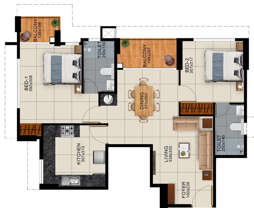 2 BHK Flat in Cordial Vivana in Pallippuram, Thiruvananthapuram - Image 926226
