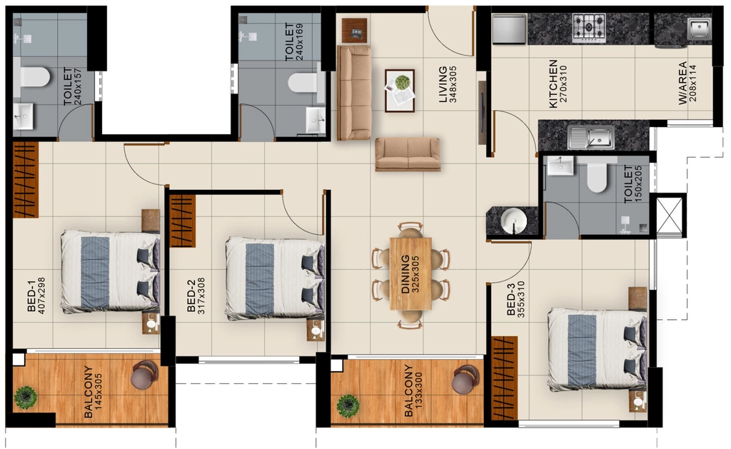 3 BHK Flat in Cordial Vivana in Pallippuram, Thiruvananthapuram - Image 926227