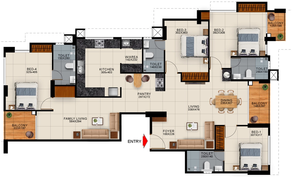 4 BHK Flat in Cordial Vivana in Pallippuram, Thiruvananthapuram - Image 926228