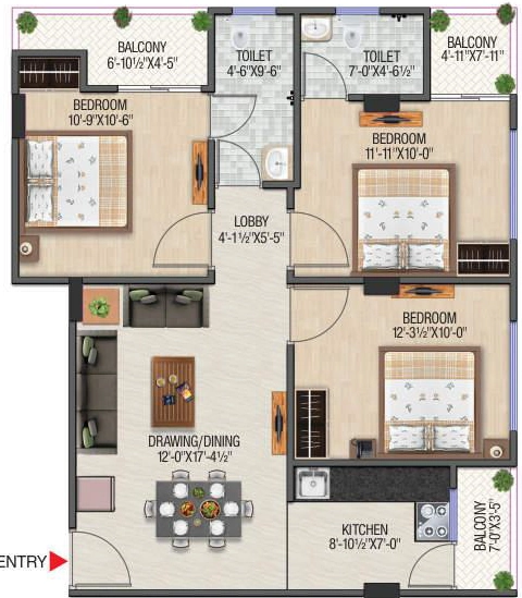 3 BHK Flat in Shivansh Urban Ananda in Manyawas, Jaipur - Image 926183