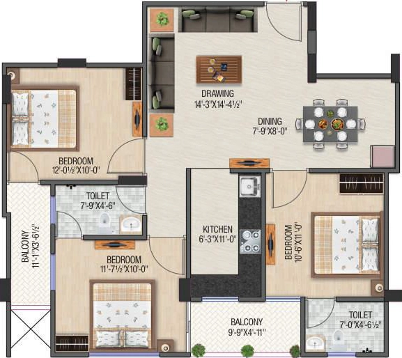 3 BHK Flat in Shivansh Urban Ananda in Manyawas, Jaipur - Image 926185