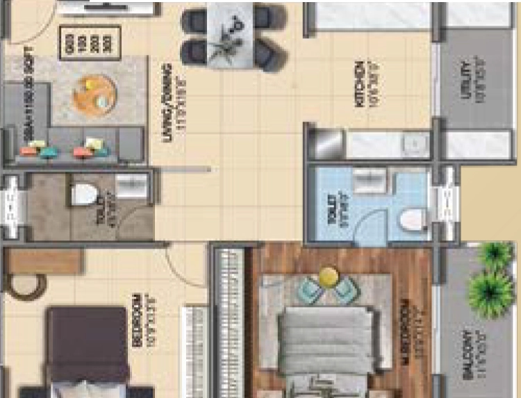 2.5 BHK Flat in MLN Heights in Kannuru, Bangalore - Image 926283