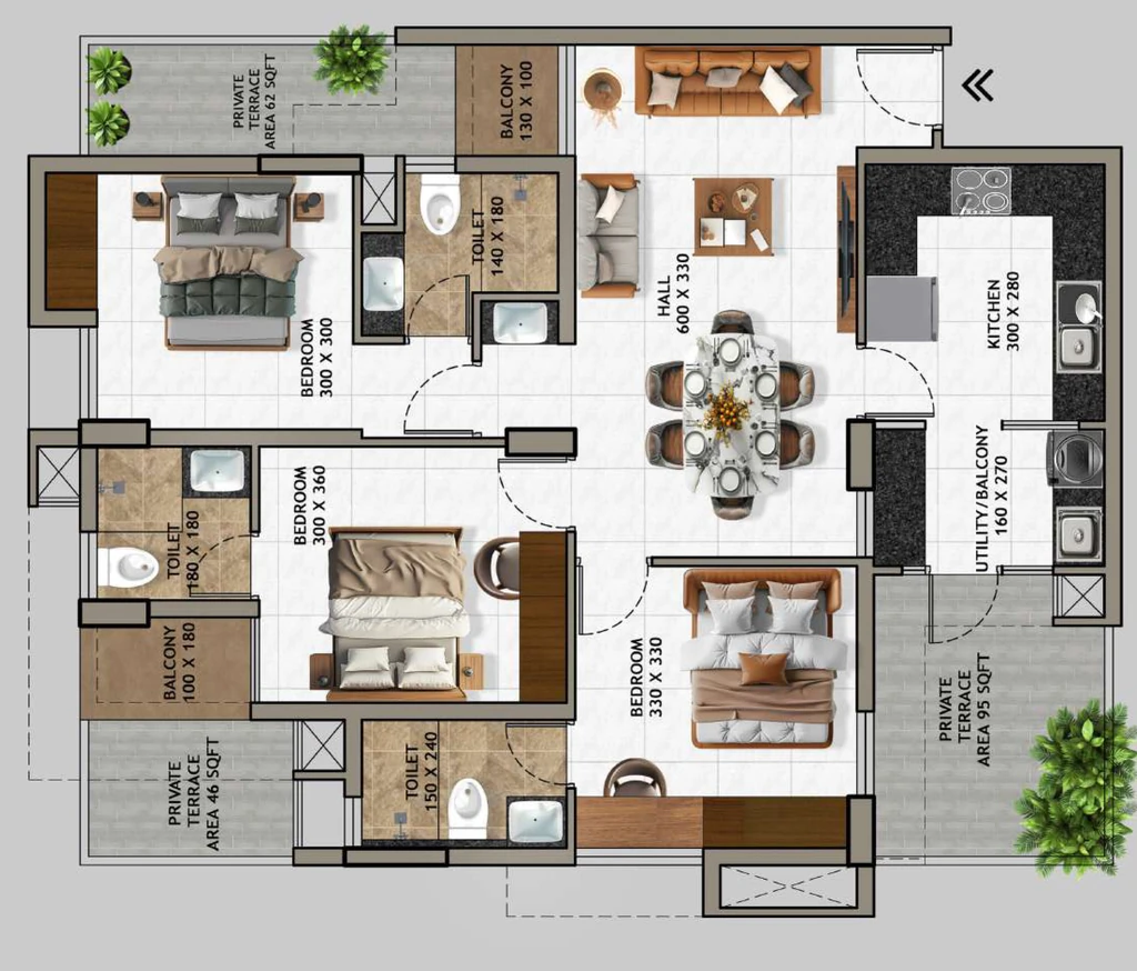 3 BHK Flat in Creations Luxon in Vattiyoorkavu, Thiruvananthapuram - Image 926324