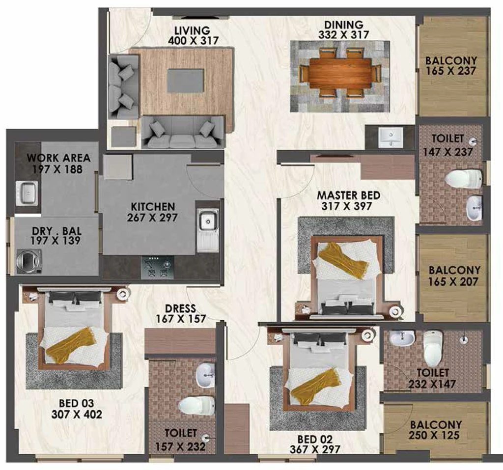 3 BHK Flat in Favourite The Silicon Drive in Pallippuram, Thiruvananthapuram - Image 926298