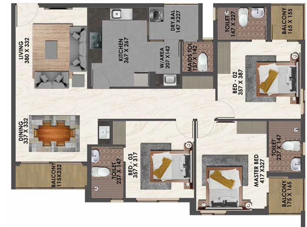 3 BHK Flat in Favourite The Silicon Drive in Pallippuram, Thiruvananthapuram - Image 926299