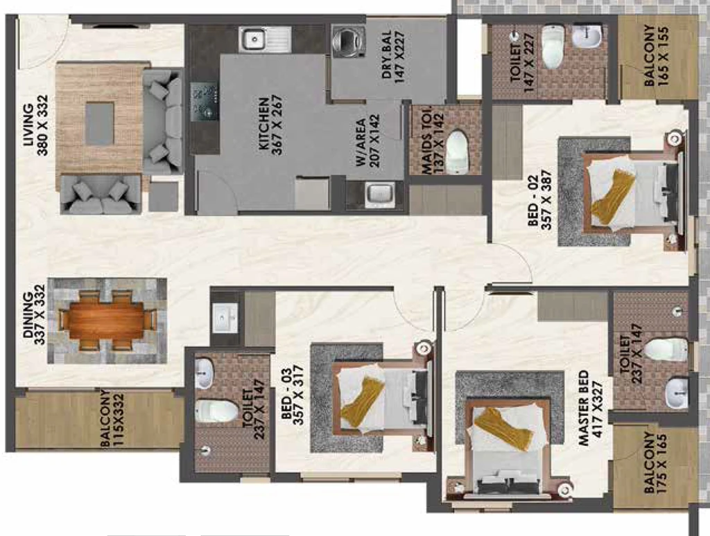 3 BHK Flat in Favourite The Silicon Drive in Pallippuram, Thiruvananthapuram - Image 926301
