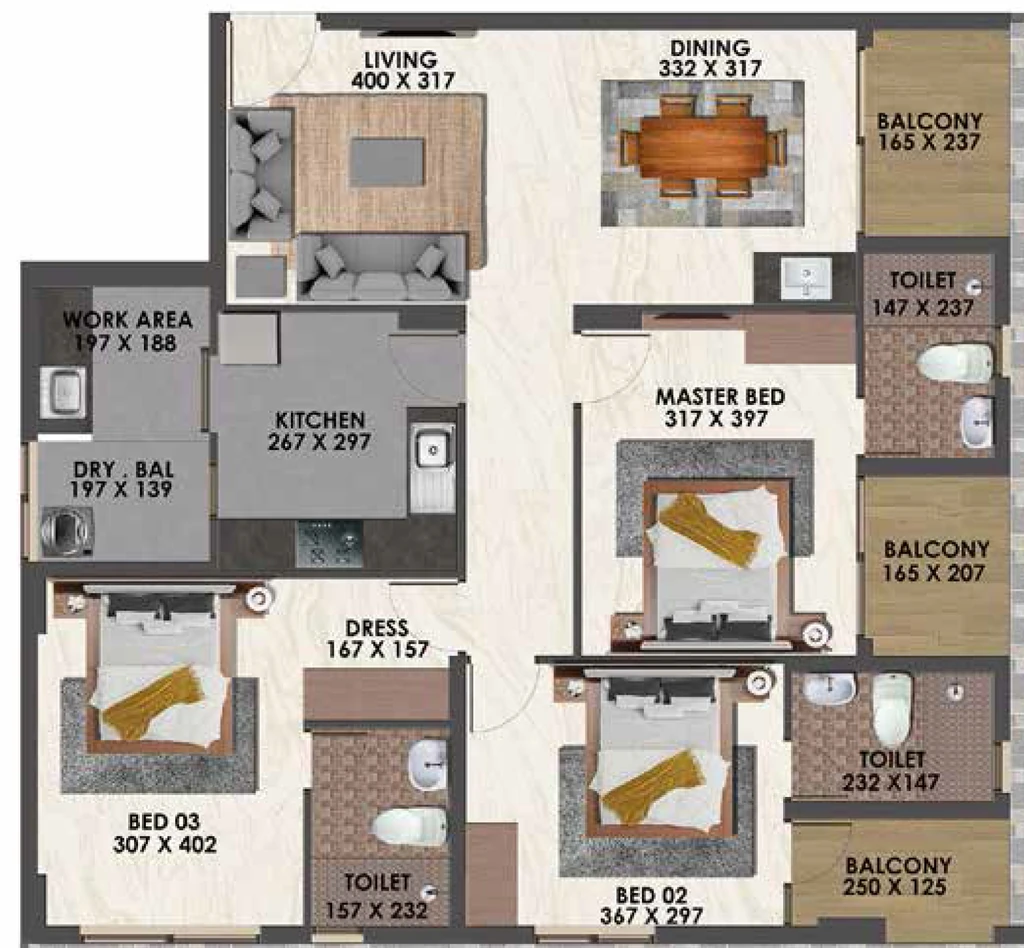 3 BHK Flat in Favourite The Silicon Drive in Pallippuram, Thiruvananthapuram - Image 926302