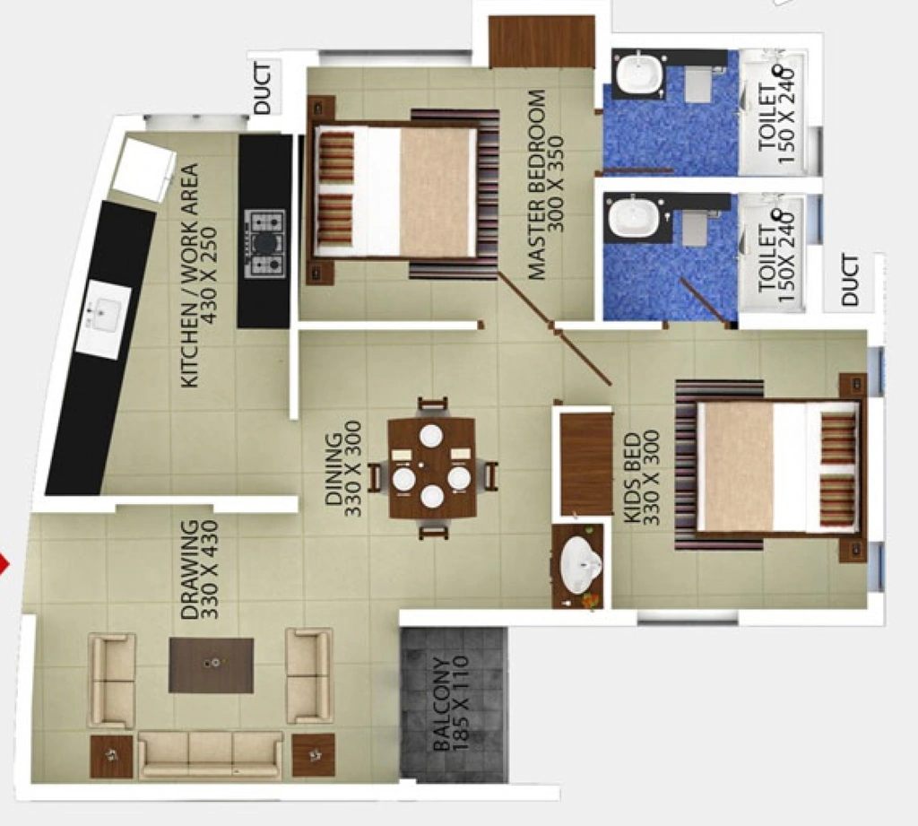 2 BHK Flat in Jos Alukkas Golden Ark in Anayara, Thiruvananthapuram - Image 926345