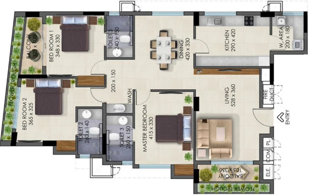 3 BHK Flat in KS 10B Apartments in Vazhuthacaud, Thiruvananthapuram - Image 926338