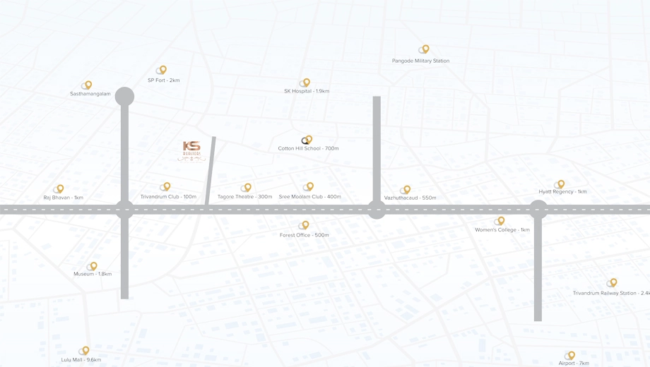Location of KS 10B Apartments in Vazhuthacaud, Thiruvananthapuram - Image 423020