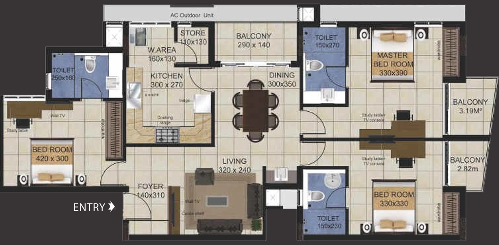 3 BHK Flat in Osko Grand Riviera in Anayara, Thiruvananthapuram - Image 926334