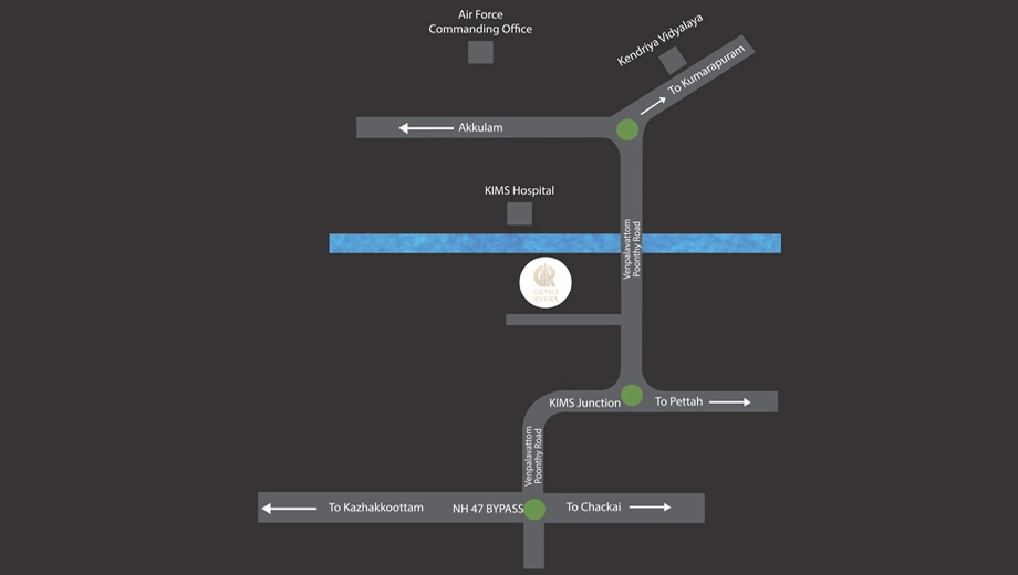 Location of Osko Grand Riviera in Anayara, Thiruvananthapuram - Image 423001