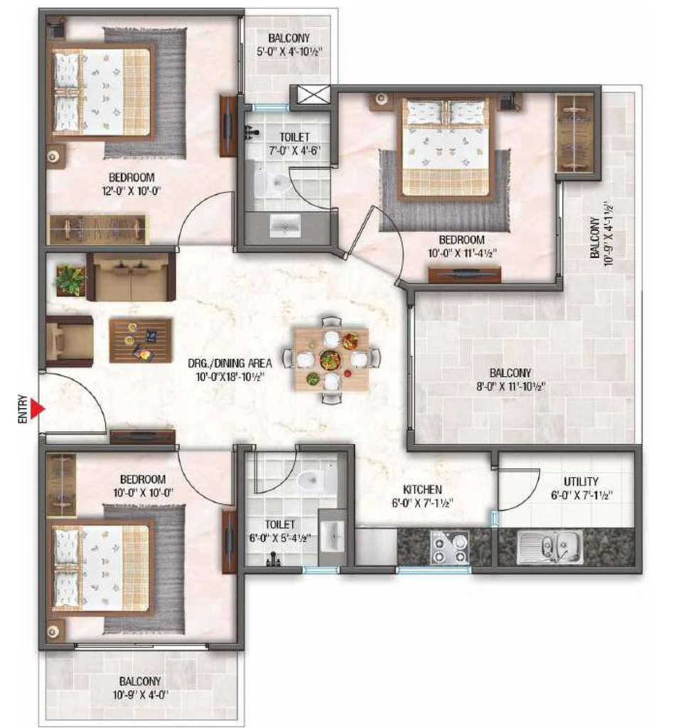 3 BHK Flat in Sphatika Sky Residences in Sangriya, Jodhpur - Image 926343