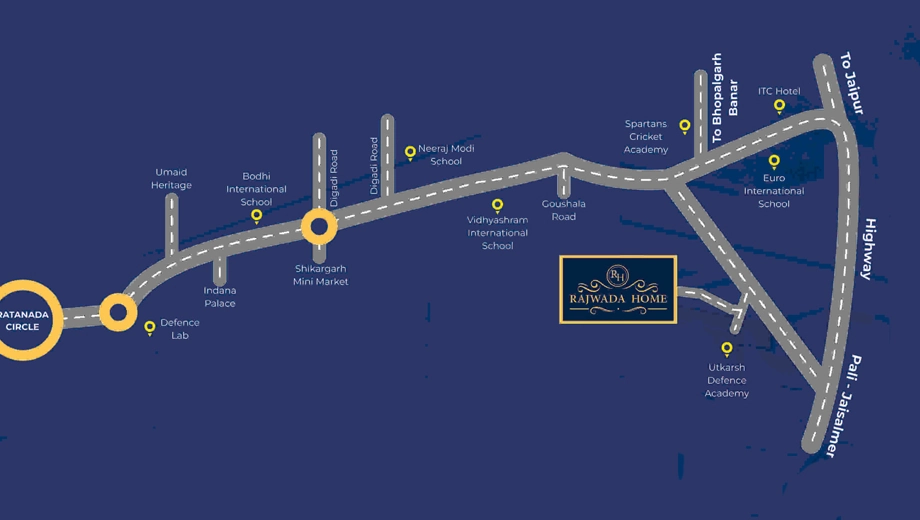 Location of Saheb Rajwada Homes in Shikargarh, Jodhpur - Image 423084