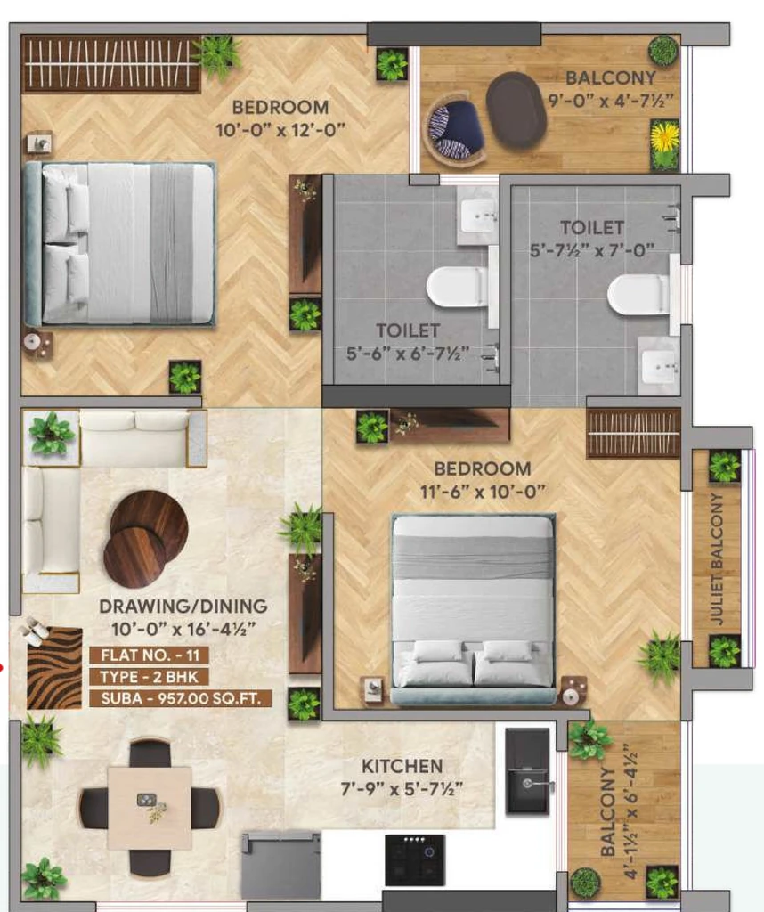 2 BHK Flat in MG Aranyaa in Jagatpura, Jaipur - Image 926383