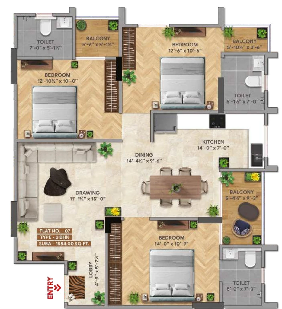 3 BHK Flat in MG Aranyaa in Jagatpura, Jaipur - Image 926385