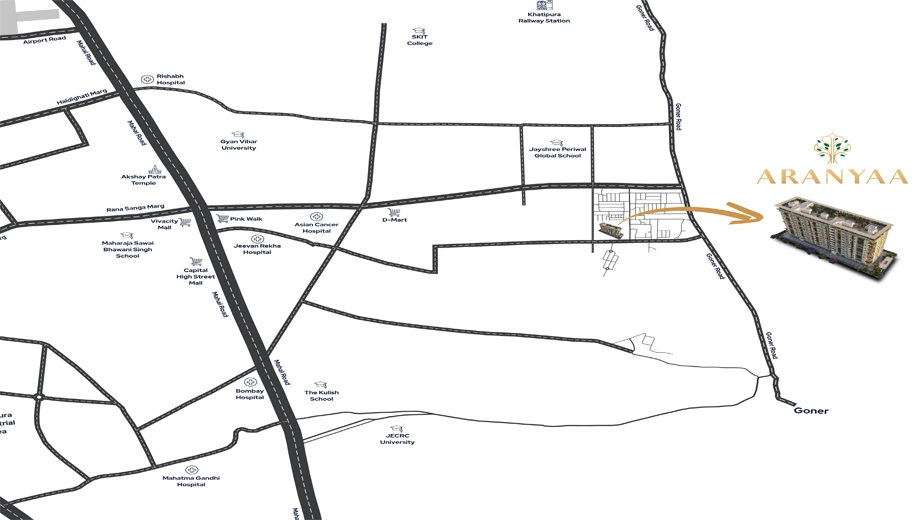 Location of MG Aranyaa in Jagatpura, Jaipur - Image 423171