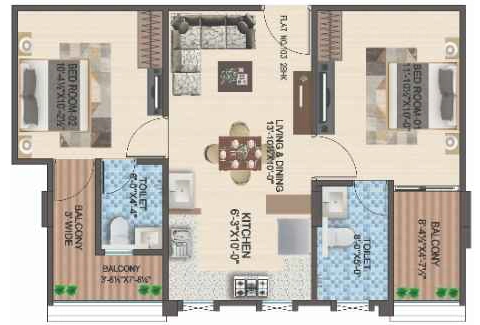 2 BHK Flat in Shree The Twin Tower in Manyawas, Jaipur - Image 926393
