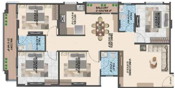 4 BHK Flat in Shree The Twin Tower in Manyawas, Jaipur - Image 926400