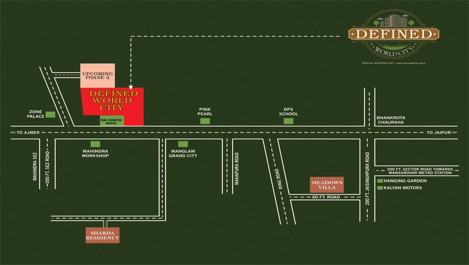 Location of Defined World City in Ajmer Road, Jaipur - Image 423228