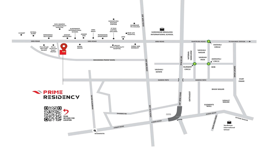 Location of Preview Prime Residency in Sirsi Road, Jaipur - Image 423252