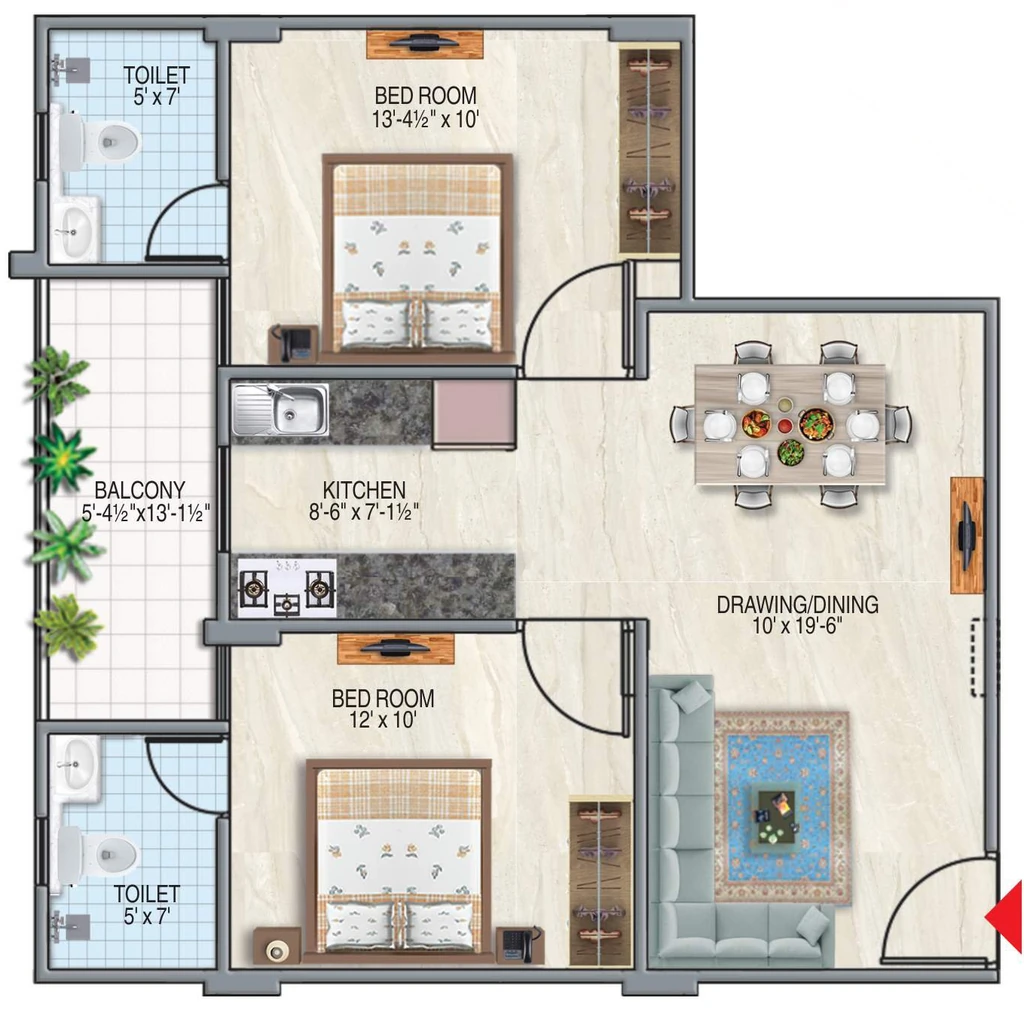 2 BHK Flat in R R Berlin in Vaishali Nagar, Jaipur - Image 926427
