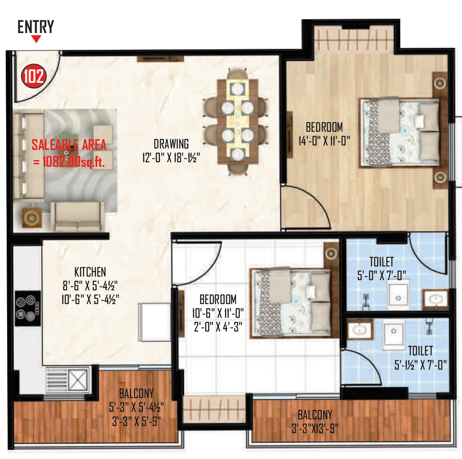 2 BHK Flat in SR MD G4 Apartments in Vaishali Nagar, Jaipur - Image 926433
