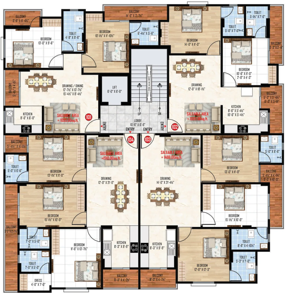 Floor Plan of SR MD G4 Apartments in Vaishali Nagar, Jaipur - Image 423273