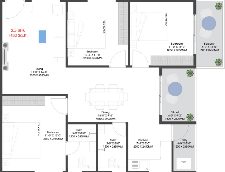 2.5 BHK Flat in Nava Vruksha in Hennur Road, Bangalore - Image 926437