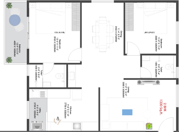 2 BHK Flat in Nava Vruksha in Hennur Road, Bangalore - Image 926436