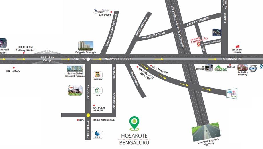 Location of DSR Sathvik Fusion City in Hoskote, Bangalore - Image 423297