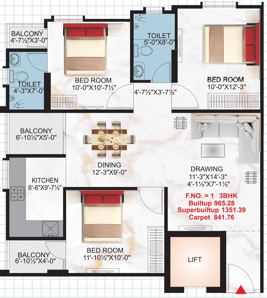 3 BHK Flat in Shri Aadinath Imperia in Mansarovar, Jaipur - Image 926452
