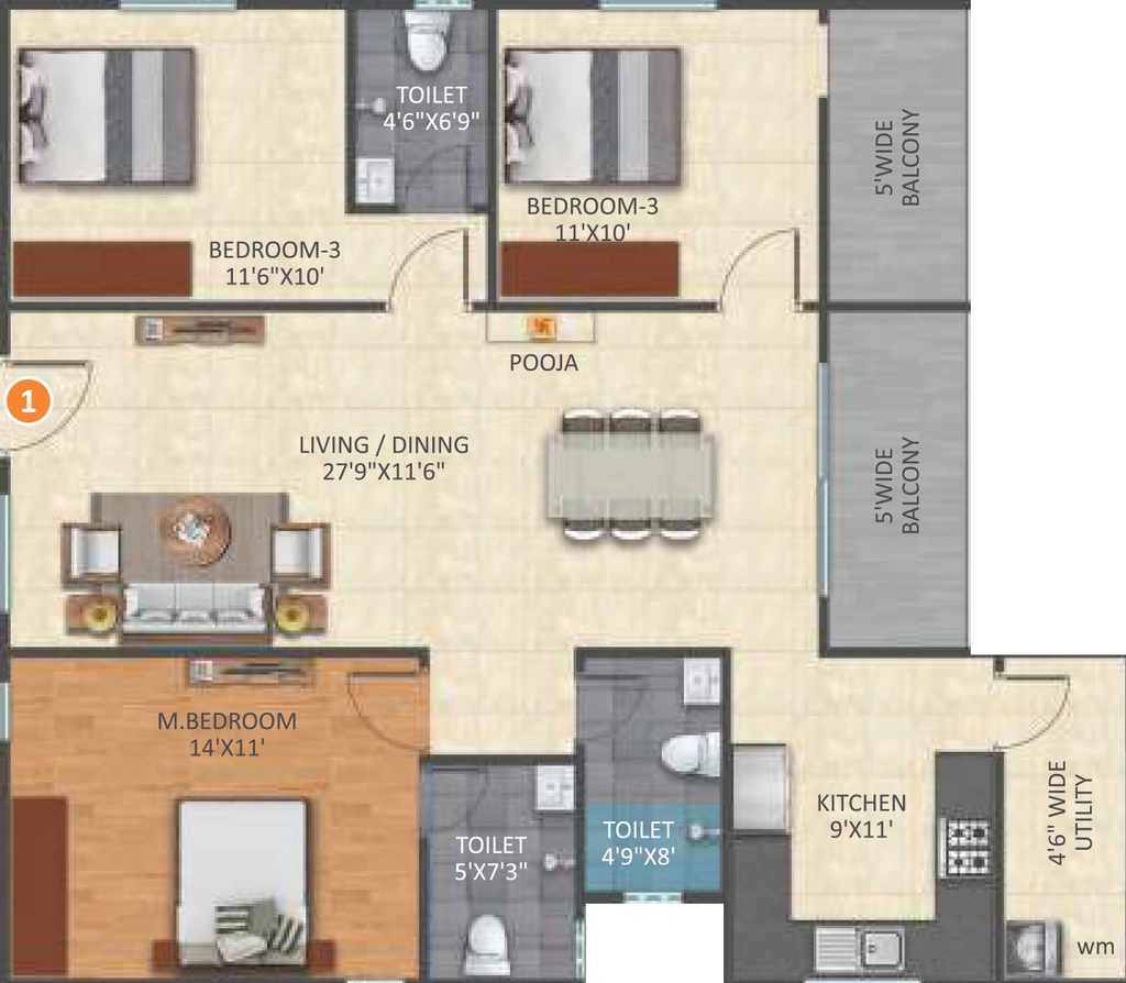3 BHK Flat in Jeya Green Horizon in Old Airport Road, Bangalore - Image 926471