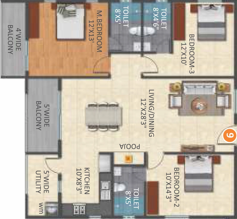3 BHK Flat in Jeya Green Horizon in Old Airport Road, Bangalore - Image 926476