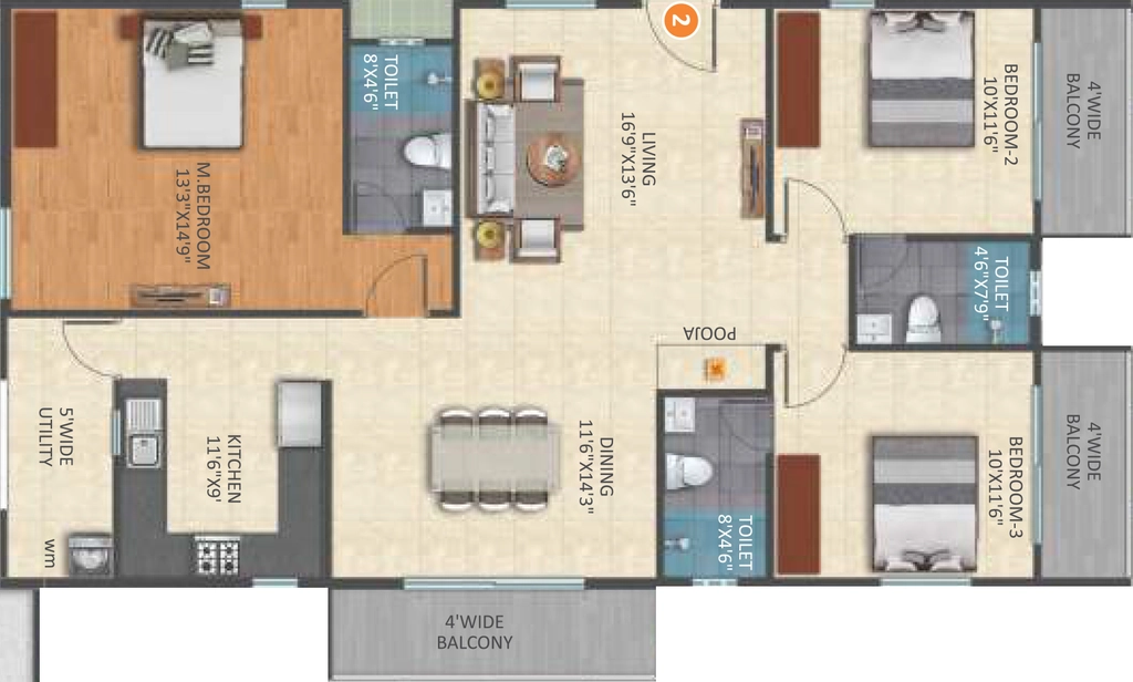 3 BHK Flat in Jeya Green Horizon in Old Airport Road, Bangalore - Image 926477