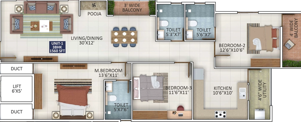 3 BHK Flat in Jeya Pride in Kaggadasapura, Bangalore - Image 926483
