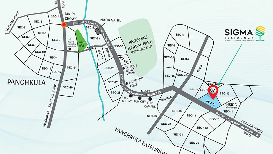 Location of Sigma Residency in Panchkula, Chandigarh - Image 423446