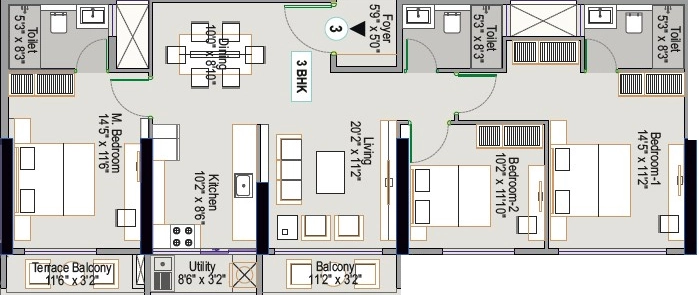 3 BHK Flat in Allegro Classique Willowbell in Hennur Road, Bangalore - Image 926525