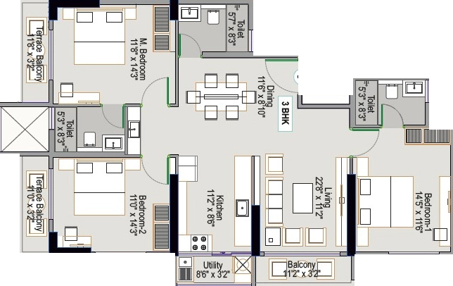 3 BHK Flat in Allegro Classique Willowbell in Hennur Road, Bangalore - Image 926526
