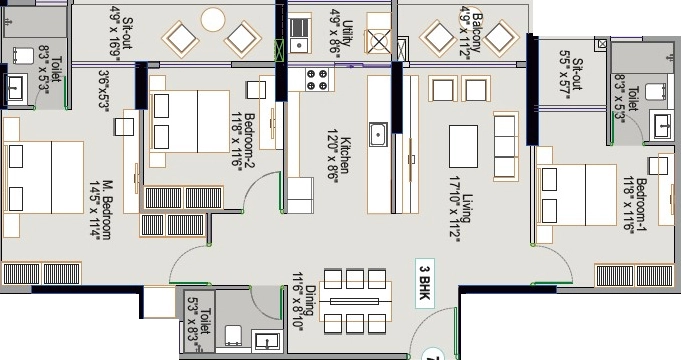 3 BHK Flat in Allegro Classique Willowbell in Hennur Road, Bangalore - Image 926527