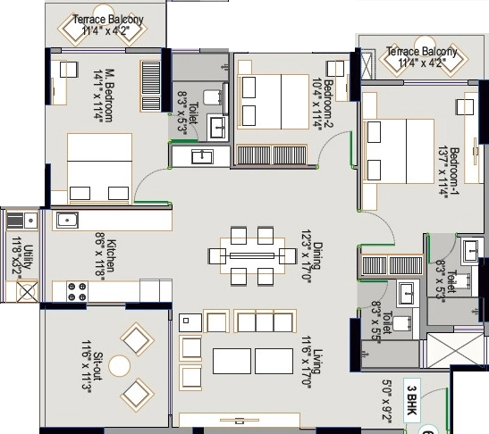 3 BHK Flat in Allegro Classique Willowbell in Hennur Road, Bangalore - Image 926528