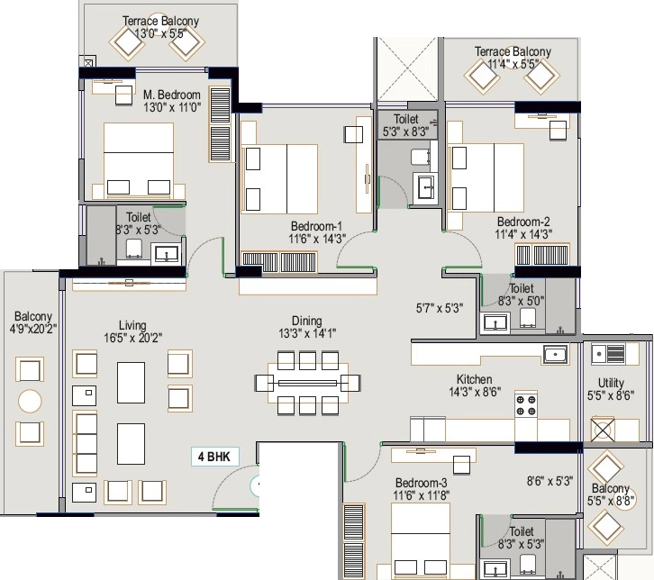 3 BHK Flat in Allegro Classique Willowbell in Hennur Road, Bangalore - Image 926530
