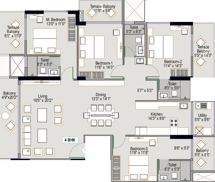 3 BHK Flat in Allegro Classique Willowbell in Hennur Road, Bangalore - Image 926531
