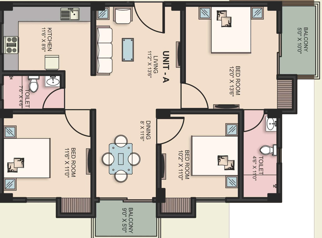 3 BHK Flat in BB Shine in Ahom Gaon, Guwahati - Image 926540