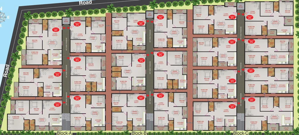 Floor Plan of Trishul Happy Homes Trikuta in Sarjapur, Bangalore - Image 423534