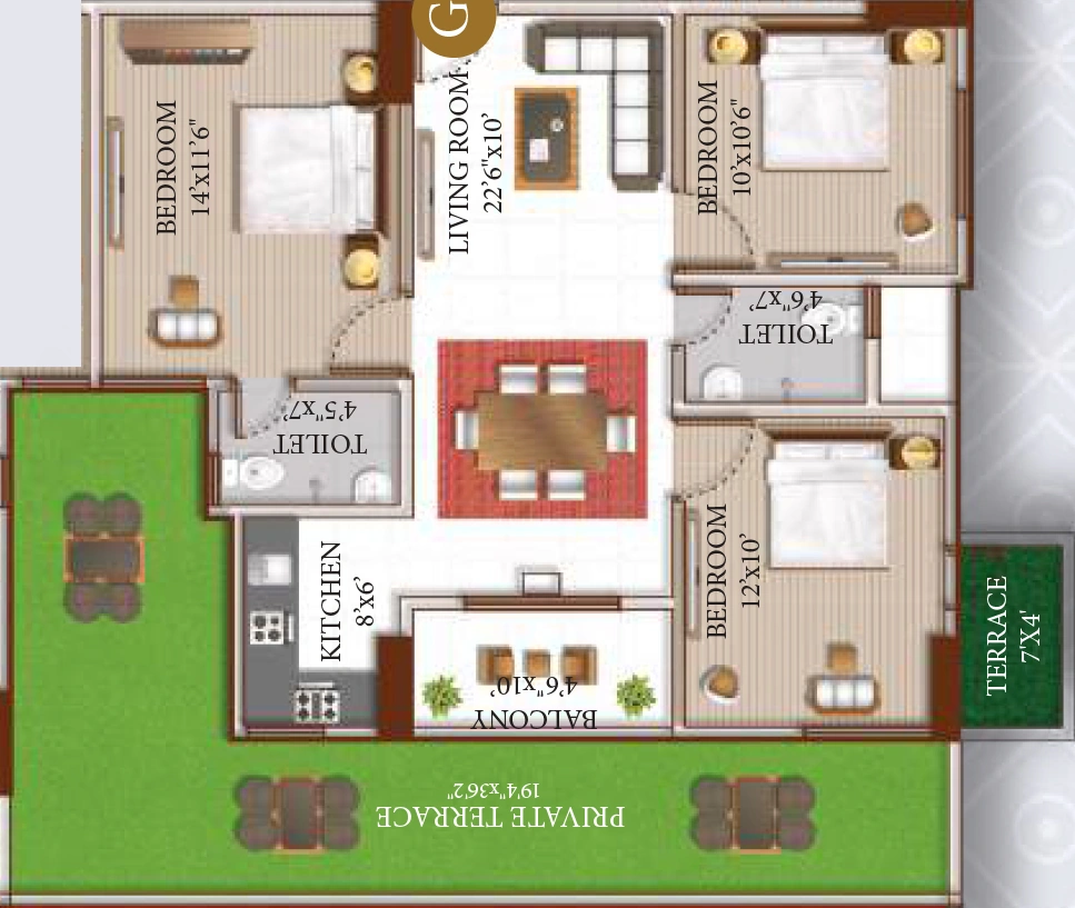 3 BHK Flat in Ambika Diamond Home in Ahom Gaon, Guwahati - Image 926598