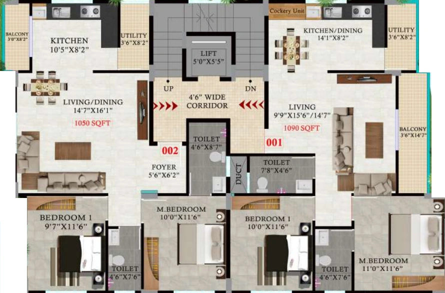 Floor Plan of Skanda Embassy Apartment in Singasandra, Bangalore - Image 423645