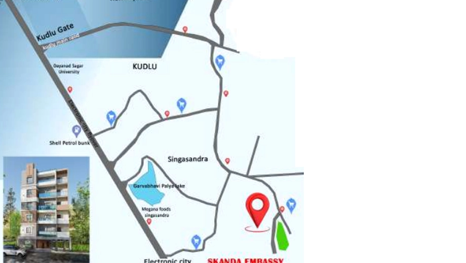 Location of Skanda Embassy Apartment in Singasandra, Bangalore - Image 423644