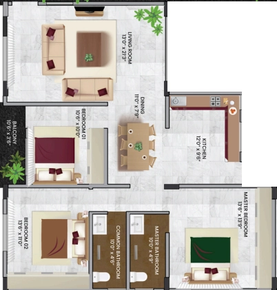 3 BHK Flat in GSRK A1 Homes in Yelahanka New Town, Bangalore - Image 926621